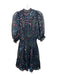 Joie Size XXS navy blue & multi Polyester Semi Sheer Floral Print Dress navy blue & multi / XXS