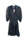 Joie Size XXS navy blue & multi Polyester Semi Sheer Floral Print Dress navy blue & multi / XXS