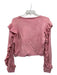 Love Shack Fancy Size S Pink Cotton Long Sleeve Ruffle Detail Crop Sweater Pink / S
