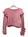 Love Shack Fancy Size S Pink Cotton Long Sleeve Ruffle Detail Crop Sweater Pink / S