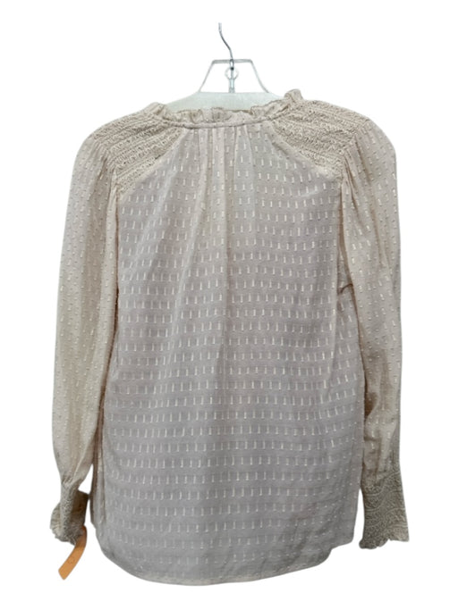 Marie Oliver Size XXS Beige, Gold, Red Viscose & Silk Long Sleeve Neck Tie Top Beige, Gold, Red / XXS