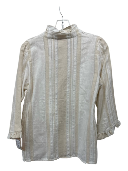 Rungolee Size XS Beige, White, Gold Cotton Blend Metallic Thread Stripes Top Beige, White, Gold / XS