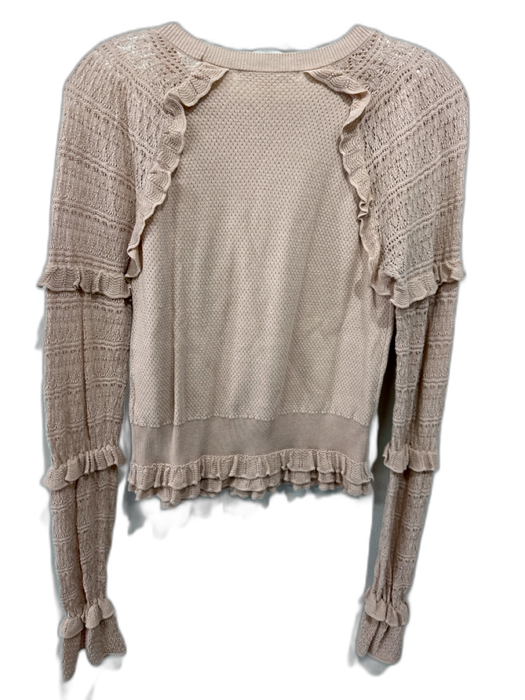 Jonathan Simkhai Size XS Beige Cotton & Viscose Ruffle Crew Neck Top Beige / XS