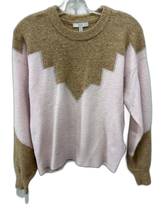 Joie Size XXS Beige & Pink Wool, Nylon, Cashmere Color Block Sweater Beige & Pink / XXS