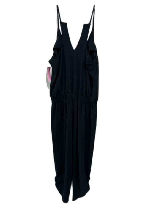 Amanda Uprichard Size P Black Polyester V Neck Sleeveless Jumpsuit Black / P