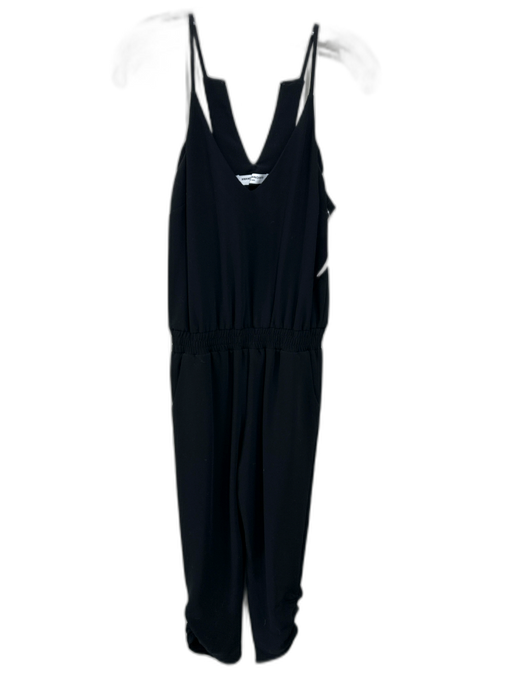 Amanda Uprichard Size P Black Polyester V Neck Sleeveless Jumpsuit Black / P