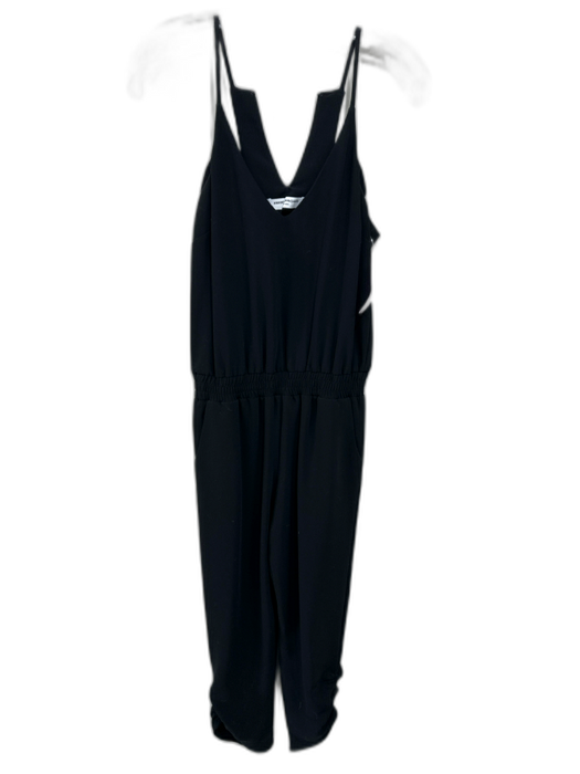 Amanda Uprichard Size P Black Polyester V Neck Sleeveless Jumpsuit Black / P