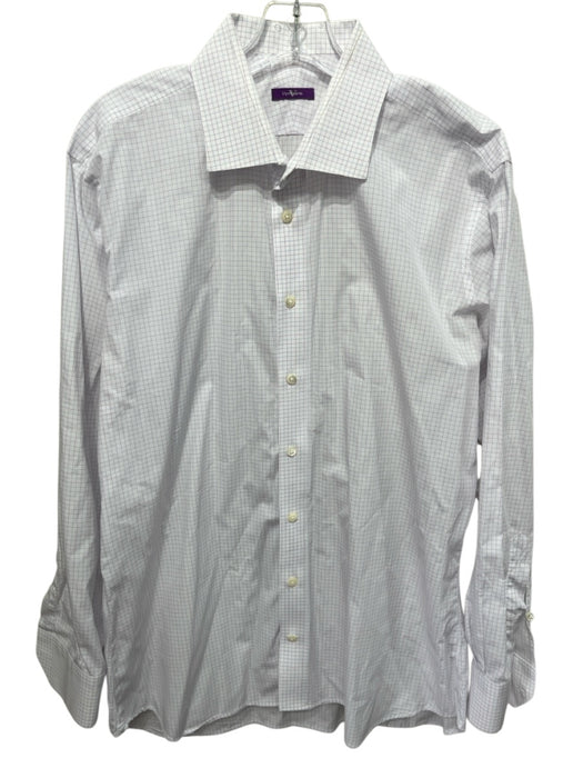 Ventura Size Est L White & Multi Cotton Grid Button up Men's Long Sleeve Shirt White & Multi / Est L