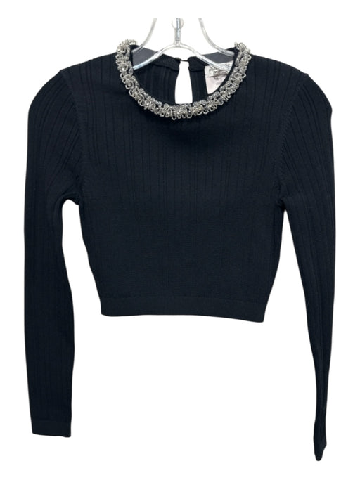 5a7 Cinq a Sept Size XS Black & Silver Viscose & Nylon Ribbed Beaded Skirt Set Black & Silver / XS