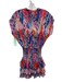 Misa Size XS Blue, Purple, Red Polyester Cap Sleeve Metallic Thread Mini Dress Blue, Purple, Red / XS