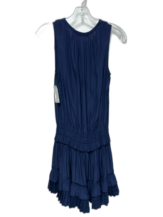 Ramy Brook Size XS Dark Blue Polyester Sleeveless Smocked Waist Ruffles Dress Dark Blue / XS