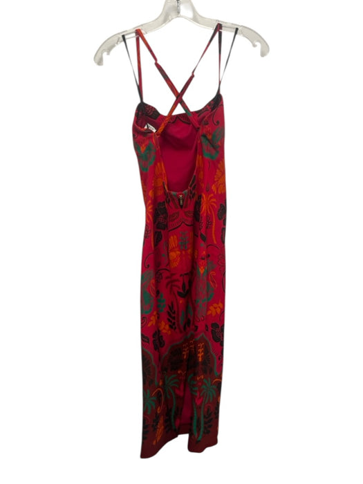 Cara Cara Size 0 Pink, Orange, Green Viscose & Spandex Sleeveless Midi Dress Pink, Orange, Green / 0