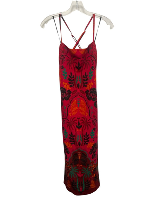 Cara Cara Size 0 Pink, Orange, Green Viscose & Spandex Sleeveless Midi Dress Pink, Orange, Green / 0