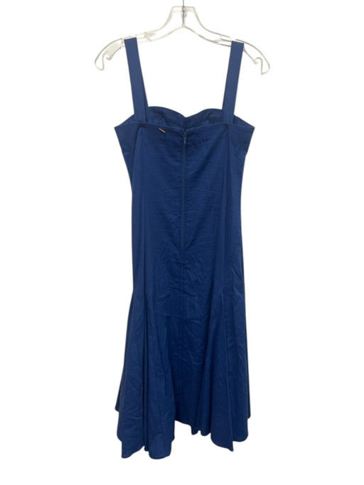 Misa Size XS Blue Linen & Rayon Sleeveless Bustier neckline Flare Hem Midi Dress Blue / XS