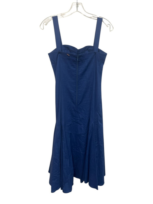 Misa Size XS Blue Linen & Rayon Sleeveless Bustier neckline Flare Hem Midi Dress Blue / XS