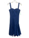 Misa Size XS Blue Linen & Rayon Sleeveless Bustier neckline Flare Hem Midi Dress Blue / XS