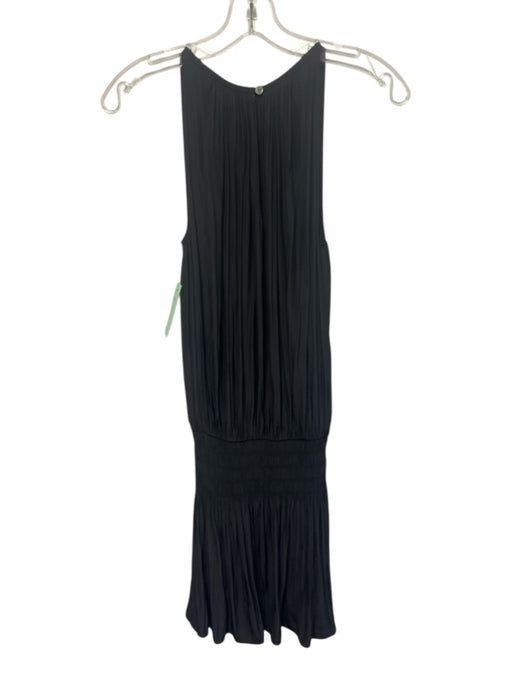 Ramy Brook Size XS Black Polyester Sleeveless Smocked Waist Pleated Mini Dress Black / XS