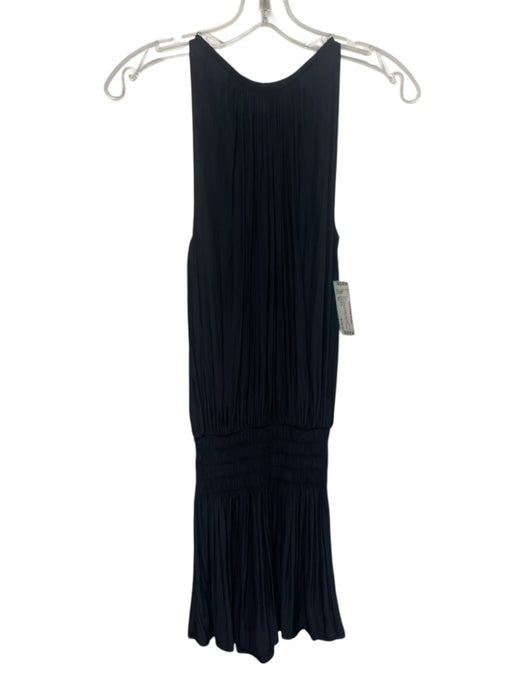 Ramy Brook Size XS Black Polyester Sleeveless Smocked Waist Pleated Mini Dress Black / XS