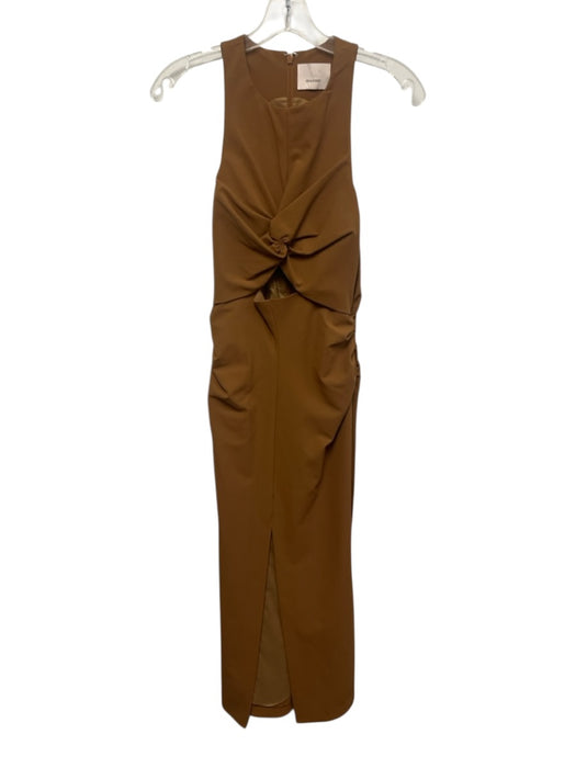 5a7 Cinq a Sept Size XS Light Brown Polyester & Elastane Sleeveless Midi Dress Light Brown / XS