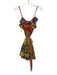 Alexis Size XS Orange, Green, Pink Polyester Spaghetti Strap Buttons Mini Dress Orange, Green, Pink / XS