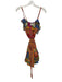 Alexis Size XS Orange, Green, Pink Polyester Spaghetti Strap Buttons Mini Dress Orange, Green, Pink / XS