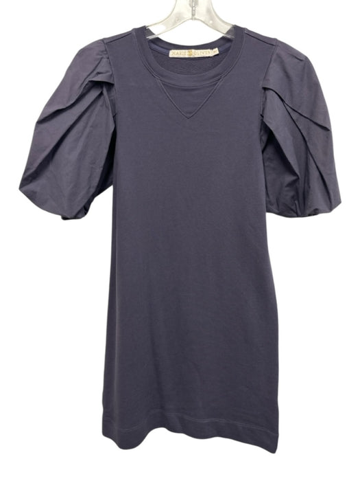 Marie Oliver Size XXS Dusty Purple Cotton Short Puff Sleeve Sweatshirt Dress Dusty Purple / XXS