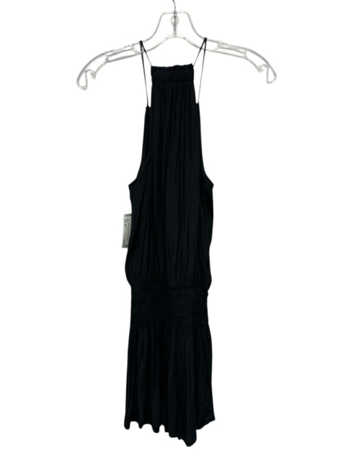 Ramy Brook Size XS Black Polyester Sleeveless Smocked Waist Piping Detail Dress Black / XS