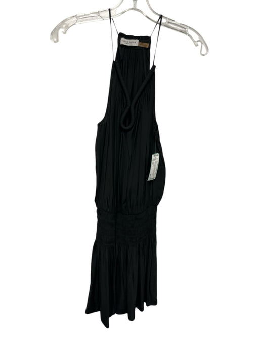 Ramy Brook Size XS Black Polyester Sleeveless Smocked Waist Piping Detail Dress Black / XS