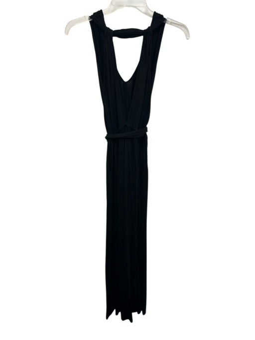 Trina Turk Size 2 Black Viscose & Elastane Sleeveless Front Slit Midi Sash Dress Black / 2
