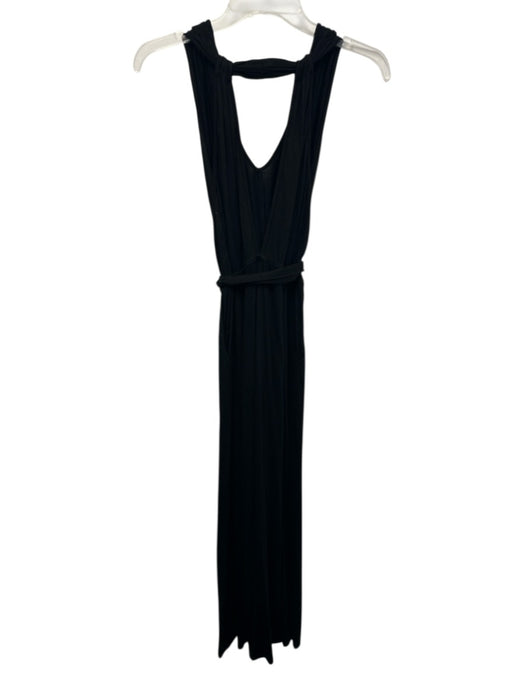 Trina Turk Size 2 Black Viscose & Elastane Sleeveless Front Slit Midi Sash Dress Black / 2