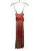 Alexis Size XS Pink, Red, Cream Viscose & Rayon Satin Sleeveless Midi Dress Pink, Red, Cream / XS