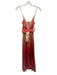 Alexis Size XS Pink, Red, Cream Viscose & Rayon Satin Sleeveless Midi Dress Pink, Red, Cream / XS