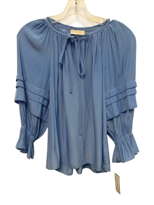 Ramy Brook Size XXS Light Blue Polyester Puff 1/2 Sleeve Split V neckline Top Light Blue / XXS