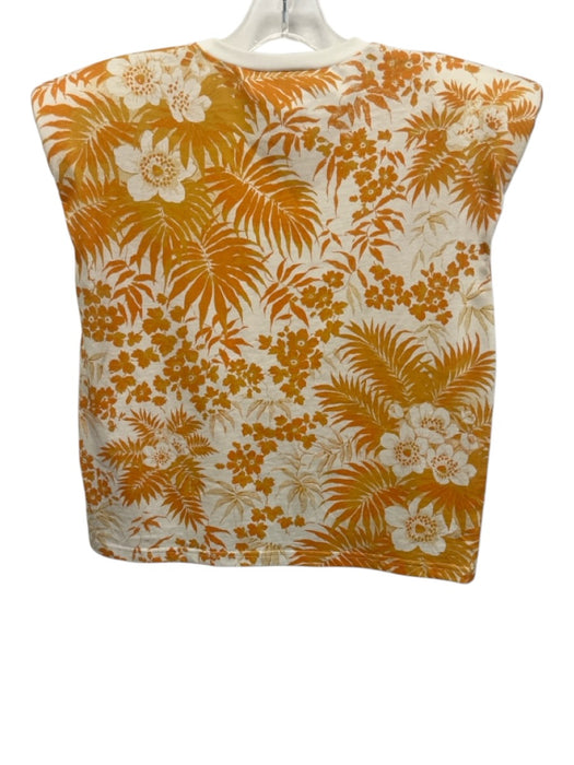 AMUR Size XS Yellow, Orange, White Cotton Shoulder Pads Floral Print Top Yellow, Orange, White / XS
