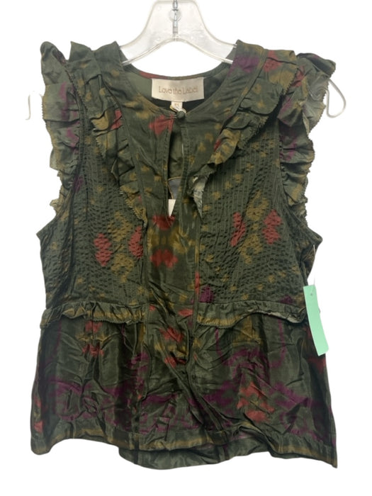 Love The Label Size XS Green, Pink, Purple Viscose Sleeveless Abstract Print Top Green, Pink, Purple / XS