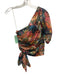 Amanda Uprichard Size XS Green, Orange, Multi Polyester One puff sleeve Crop Top Green, Orange, Multi / XS