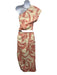 Sir. Size 0 Pink & Cream Linen Pleated Abstract Print Leg Slit Maxi Skirt Pink & Cream / 0