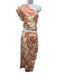 Sir. Size 0 Pink & Cream Linen Pleated Abstract Print Leg Slit Maxi Skirt Pink & Cream / 0