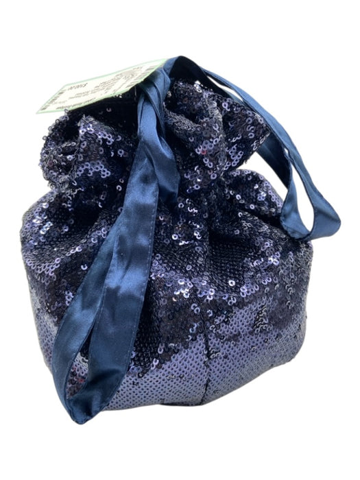 5a7 Cinq a Sept Navy Blue Fully Sequined Drawstring Pouch Bag Navy Blue / Mini
