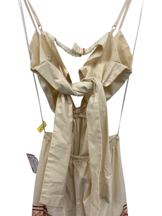 Johanna Ortiz Size 3 Beige, Pink, Brown Cotton Embroidered Sleeveless Dress Beige, Pink, Brown / 3