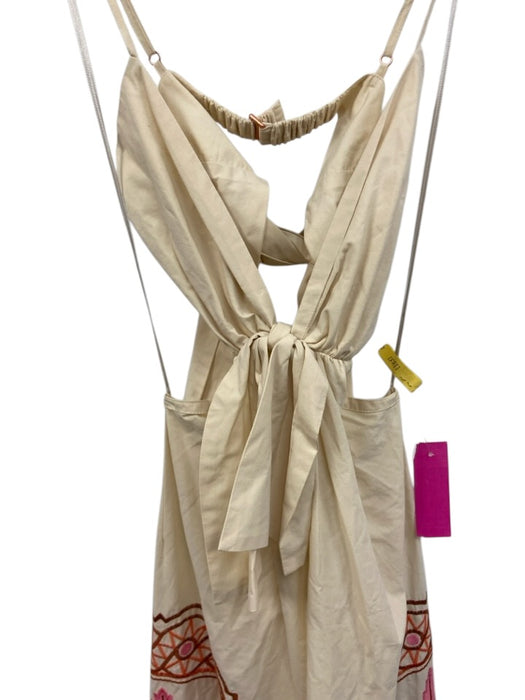 Johanna Ortiz Size 3 Beige, Pink, Brown Cotton Embroidered Sleeveless Dress Beige, Pink, Brown / 3