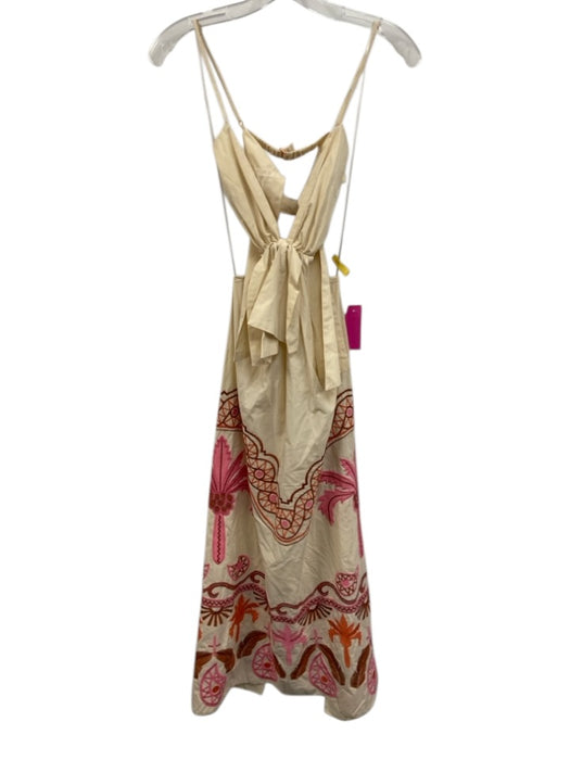Johanna Ortiz Size 3 Beige, Pink, Brown Cotton Embroidered Sleeveless Dress Beige, Pink, Brown / 3
