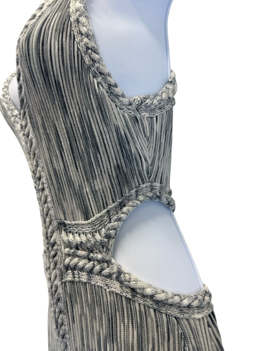 Acler Size 2 Gray & White Viscose & Polyamide Sleeveless Knit Ribbed Dress Gray & White / 2