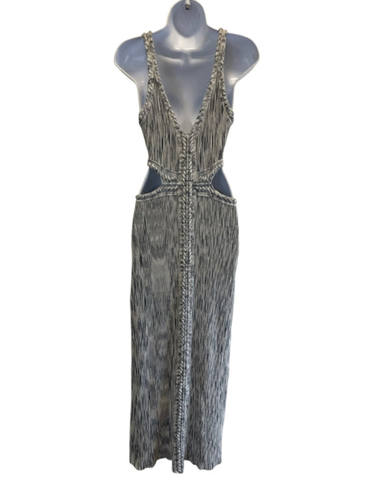 Acler Size 2 Gray & White Viscose & Polyamide Sleeveless Knit Ribbed Dress Gray & White / 2