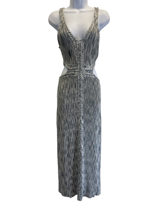 Acler Size 2 Gray & White Viscose & Polyamide Sleeveless Knit Ribbed Dress Gray & White / 2
