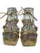 Cult Gaia Shoe Size 36 Gold & Brown Leather Wrap Around Textured Sandals Gold & Brown / 36