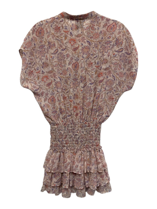 Misa Size XS Pink, Orange, Purple Polyester Cap Sleeve Floral Print Mini Dress Pink, Orange, Purple / XS