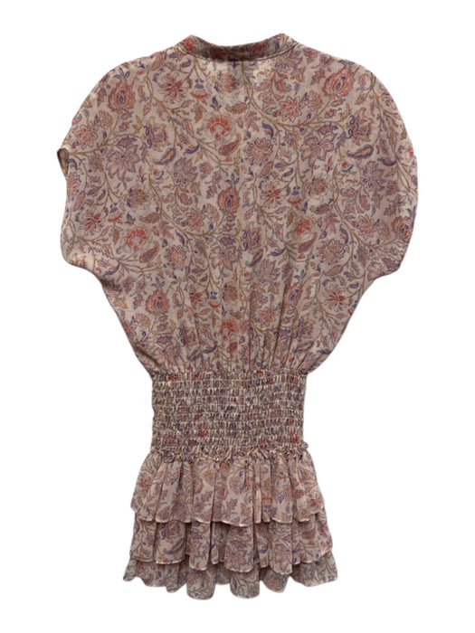 Misa Size XS Pink, Orange, Purple Polyester Cap Sleeve Floral Print Mini Dress Pink, Orange, Purple / XS