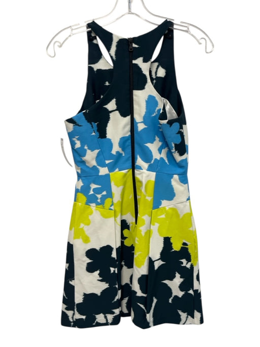 Milly Size 0 Blue, Green, White Cotton & Nylon Sleeveless Abstract Print Dress Blue, Green, White / 0