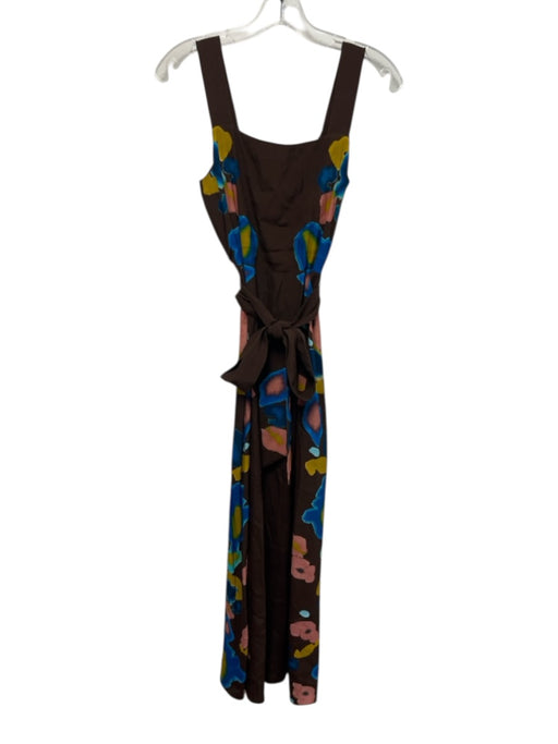 Figue Size 0 Brown, Blue, Pink Viscose & Rayon Sleeveless Floral Print Dress Brown, Blue, Pink / 0